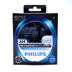 Лампа галогеновая Philips H4 12V 60/55W ColorVision Blue