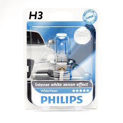 Лампа галогеновая Philips H3 12V 55W PK22s White Vision в блистере