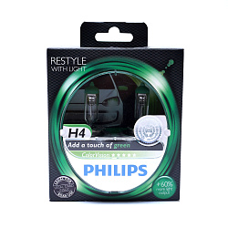 Лампа галогеновая Philips H4 12V 60/55W ColorVision Green