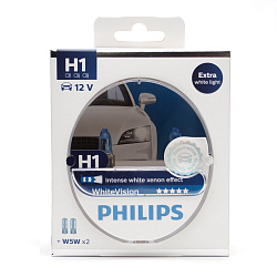 Лампа галогеновая Philips H1 12V 55W White Vision+W5W 12V 5W