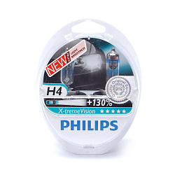 Лампа галогеновая Philips H4 12V 60/55W X-treme Vision+130%