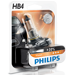 Лампа галогеновая Philips HB4 12V 55W P22d (9006) Vision+30%